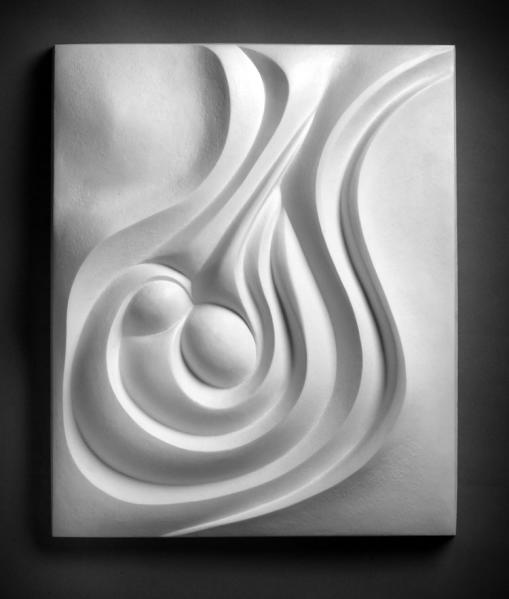 "Ova" 1995; 13x16x2" (cast polymer modified gypsum)